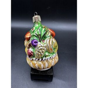 1991 CHRISTOPHER RADKO HARVEST ORNAMENT 3.5" GOLDEN  FRUIT BASKET 91-003-0
